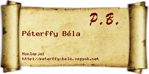 Péterffy Béla névjegykártya
